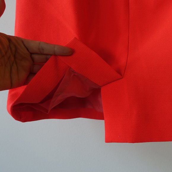 J. Crew Factory #C8413 polyester crepe neon orange pencil skirt 2 P 2P Petite - Picture 5 of 12